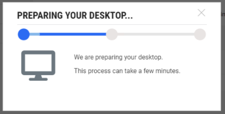 This image shows the PREPARING YOUR DESKTOP dialog.
