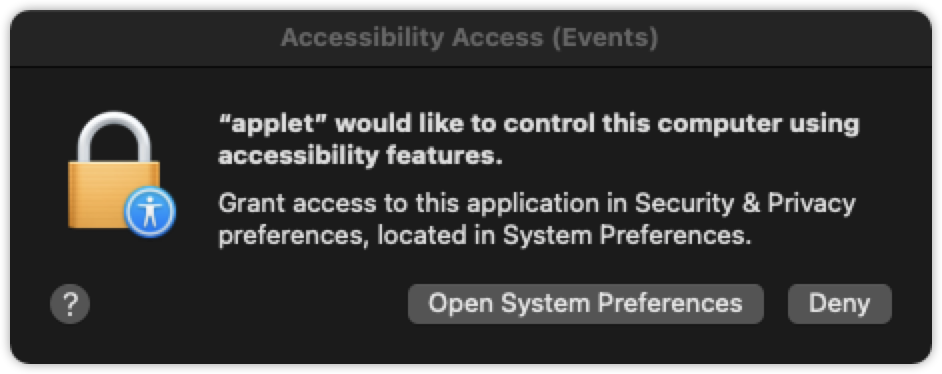 Accessibility Access asking user to grant permission for the applet app